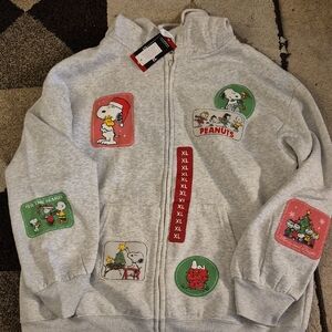Peanuts Gray Hoodie with Festive Character Patches